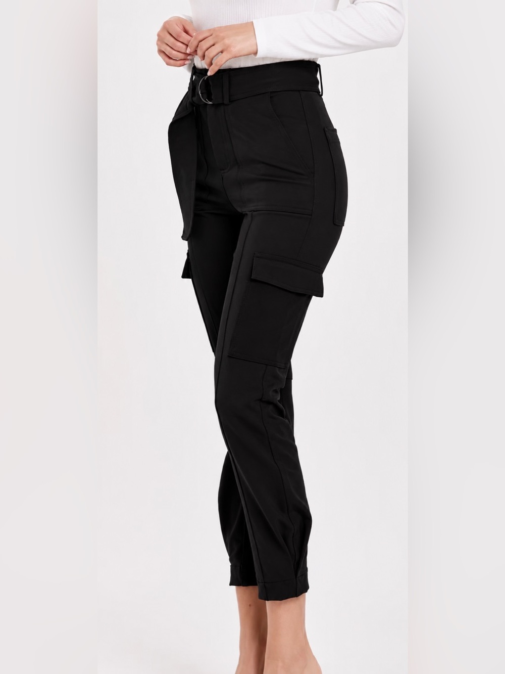 Dear John Penelope Super High Rise Cropped Cargo Nylon Black Pants Size 30